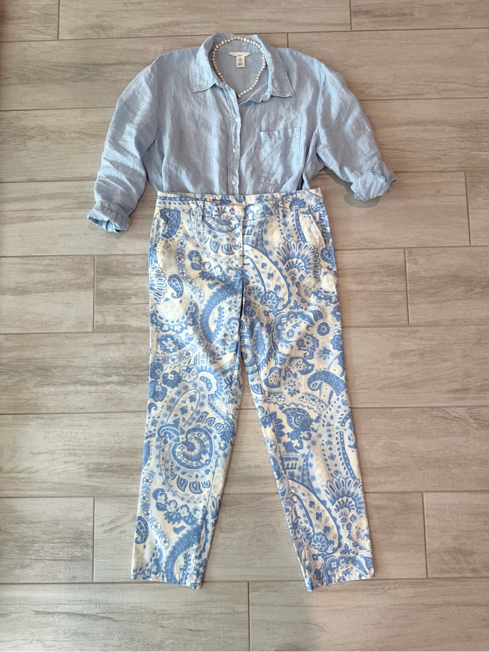 Talbots Relaxed Chino Pants in Blue & White Paisley 🌿 Size 8